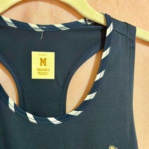 Tracksmith medium dark blue lightweight tank top navy mesh razorback